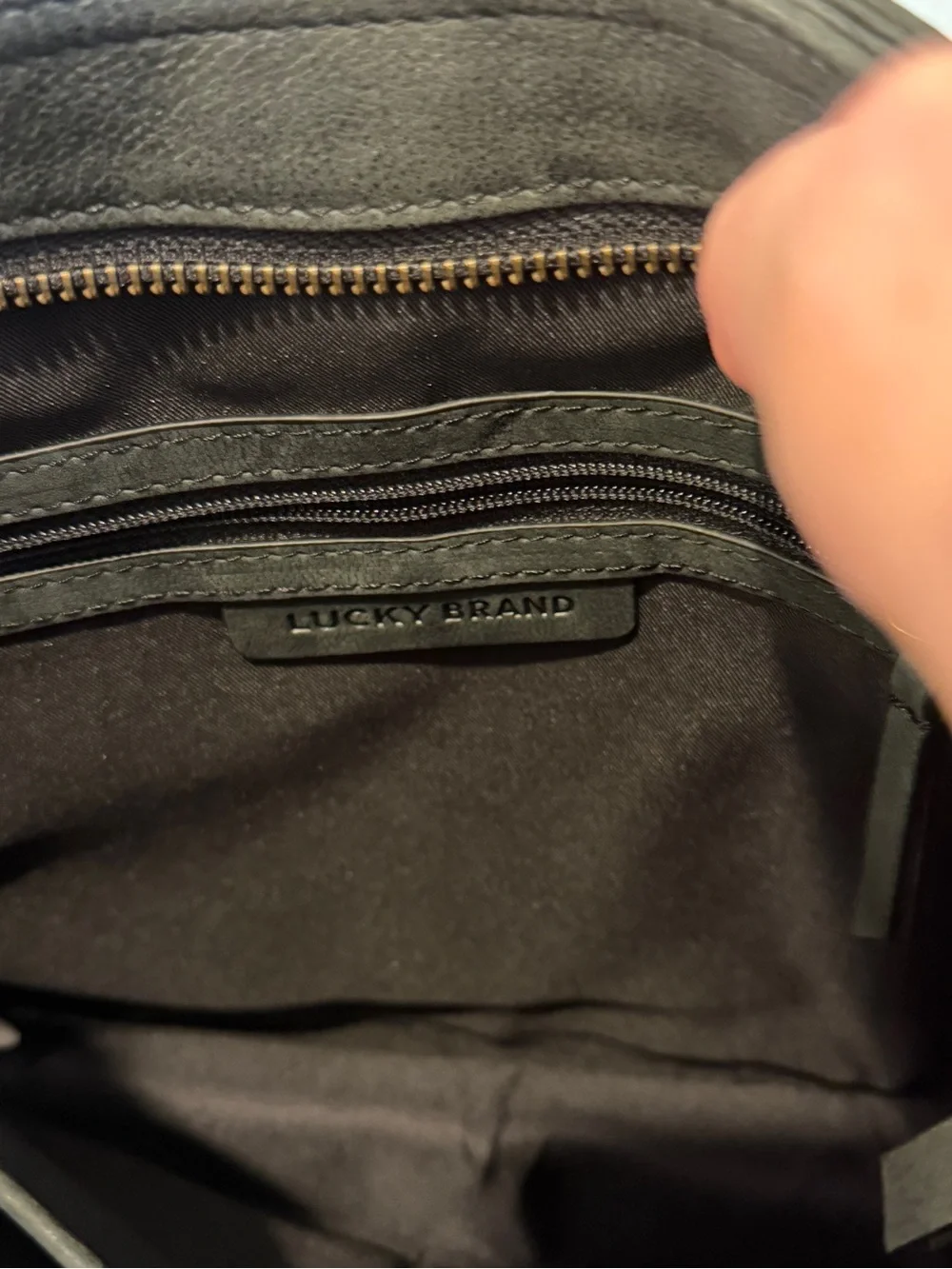 Lucky Brand Dark Charcoal Gray Leather Crossbody Bag